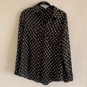 Business casual polka dot button up